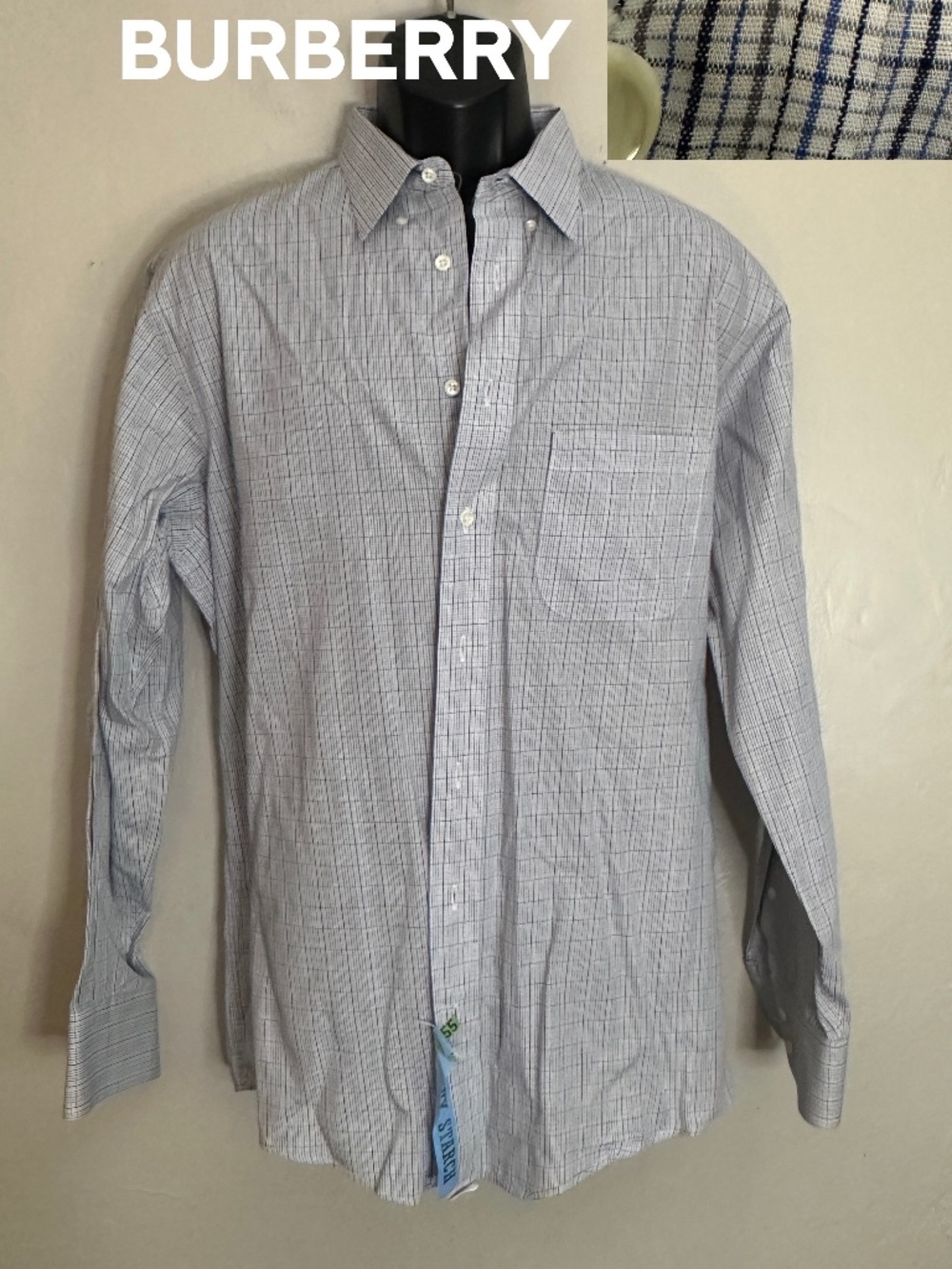 Burberry Plaid Vintage Button Down 16.5/34 Gently worn Made in USA 100% cotton
